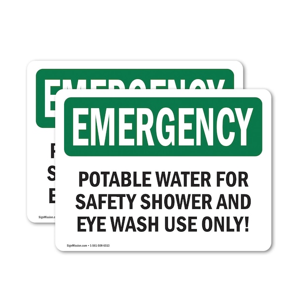 Signmission Potable Water For Safety Shower And Eye, 5 in W x Rectangle, Vinyl Decal OS-2PACK-EM-D-35-L-10407 - main